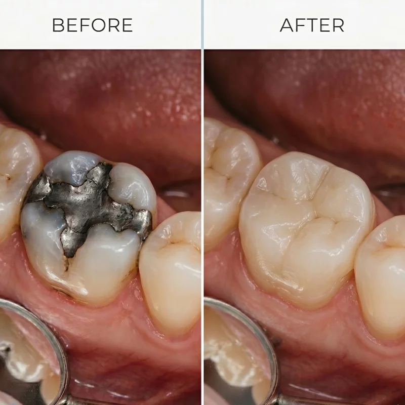 Before and after composite filling